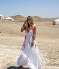 Brooke Long White/ Neon pink, Neon orange Sundress