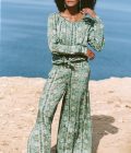 Wide Pants Choctaw Tribes, Green -  Isla ibiza Bonita