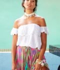 Top Rayon crochet sleeve, white - Hot Lava - Afbeelding 4
