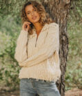Short Baggy Cabled Cardigan Brisa, Cream - Isla Ibiza Bonita – Bild 3