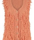 Knitted Gilet with Fringles, Orange - Isla ibiza Bonita