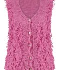 Knitted Gilet with Fringles, Pink - Isla Ibiza Bonita