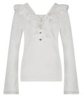 Long Sleeve Ruffle T’Shirt Lace, White  - Isla Ibiza Bonita