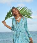 Blouse Fleur Moonstone, Blue Moon - Hot Lava
