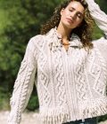 Short Baggy Cabled Cardigan Brisa, Cream - Isla Ibiza Bonita – Bild 5