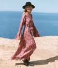 Maxi Dress Happy Feathers, Red/Pink - Isla Ibiza Bonita - Imagen 5