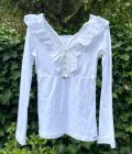 Long Sleeve Ruffle T’Shirt Lace, White  - Isla Ibiza Bonita - Afbeelding 2