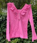 Long Sleeve Ruffle T’Shirt Lace, Pink - Isla Ibiza Bonita – Image 3