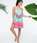 Dress Pompons - Print Turquoise, Bali Sensasi - Afbeelding 2