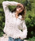 Short Baggy Cabled Cardigan Brisa, Cream - Isla Ibiza Bonita – Bild 4