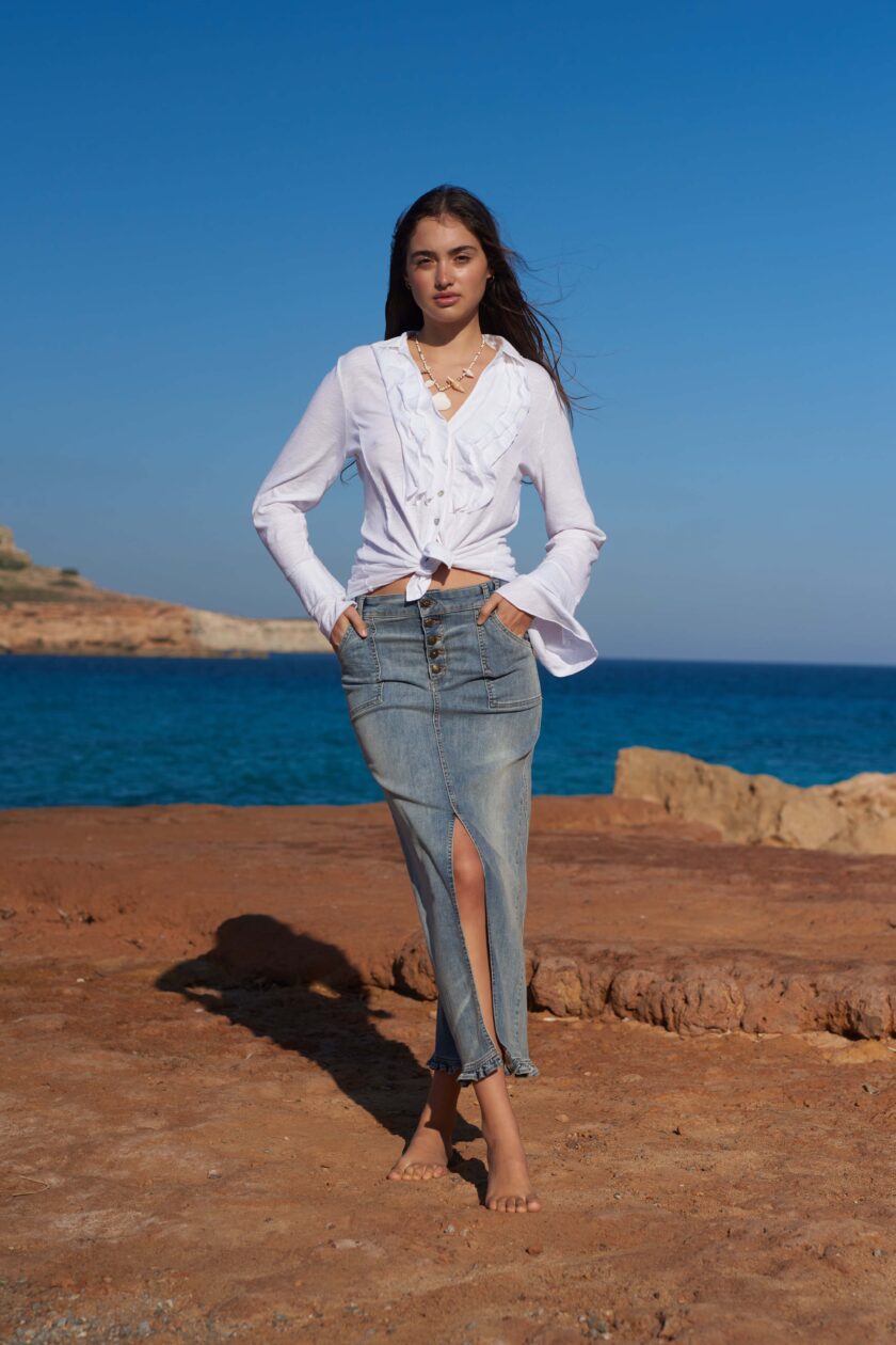 Skirt ruffle – Denim  Isla Ibiza