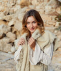Fringled Bodywarmer Teddy Bear – Cream