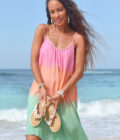 Dress Anna Short Sunny Days, Pink/Orange/Emerald - Hot Lava