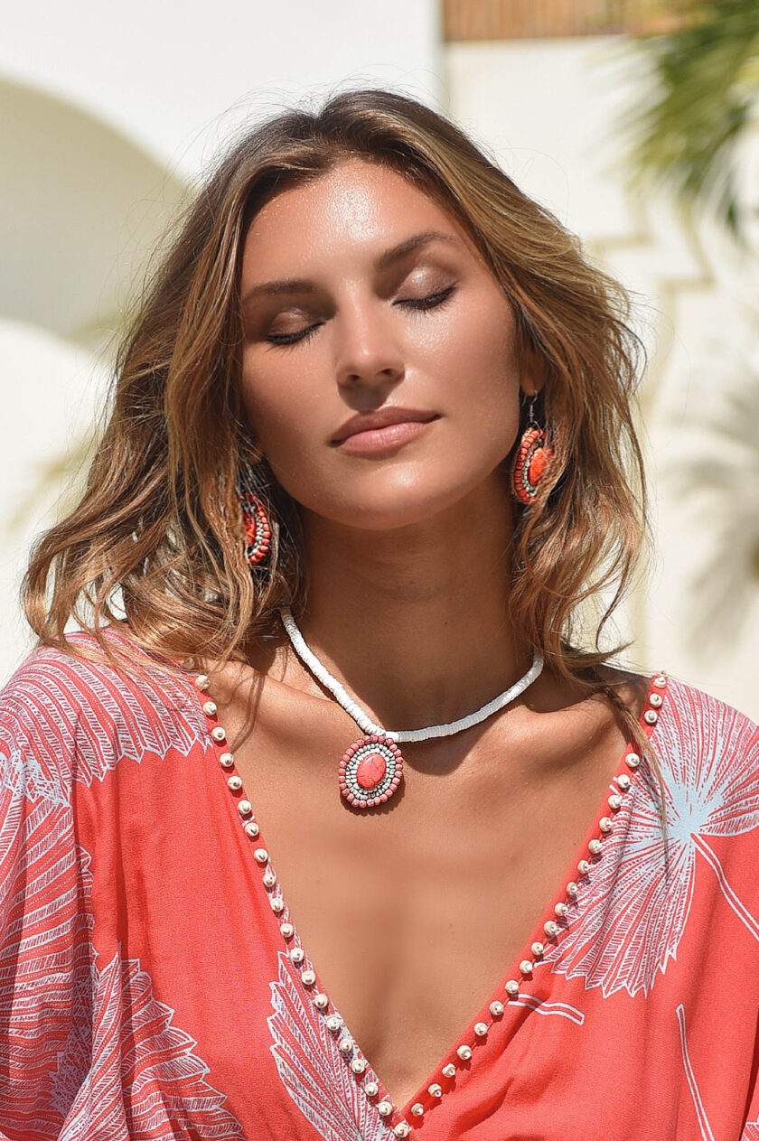 Necklace Sun & Sea, Coral - Hot Lava