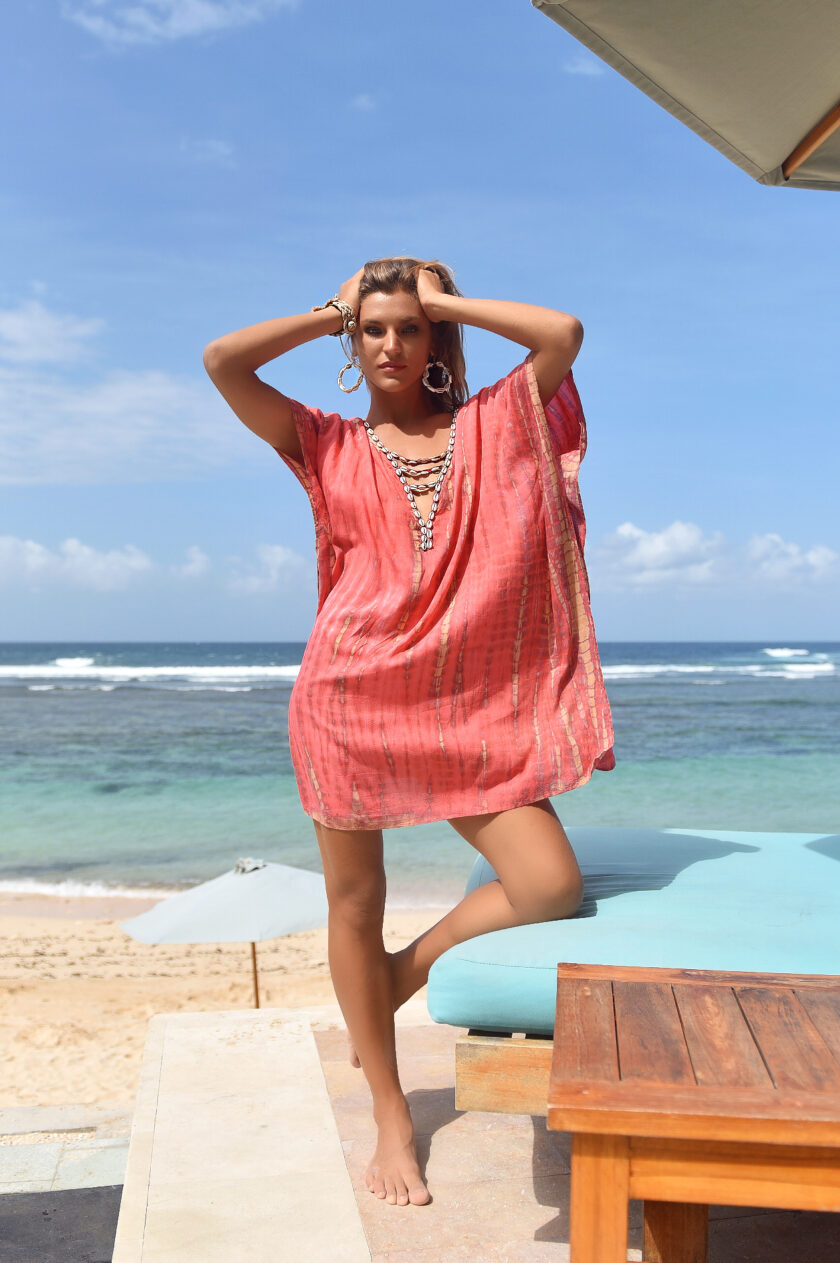 Poncho Palm Beach Moonstone, Hot Coral - Hot Lava – Bild 8