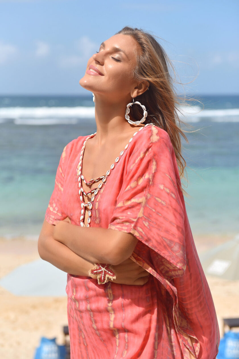 Poncho Palm Beach Moonstone, Hot Coral - Hot Lava – Bild 7