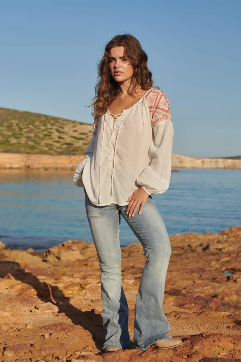 Blouse Embroidery white / sunset - Isla Ibiza Bonita – Bild 2