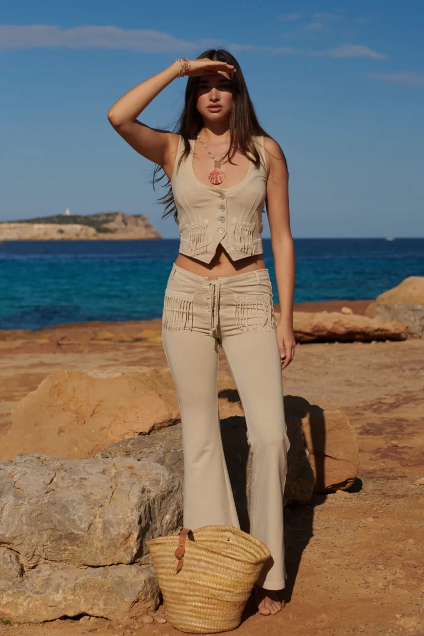 Flared Jogging Trousers – Khaki - Imagen 2