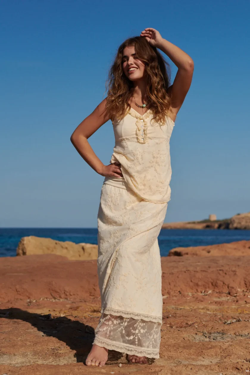 Embroidered Singlet Free Spirit – Cream - Imagen 7
