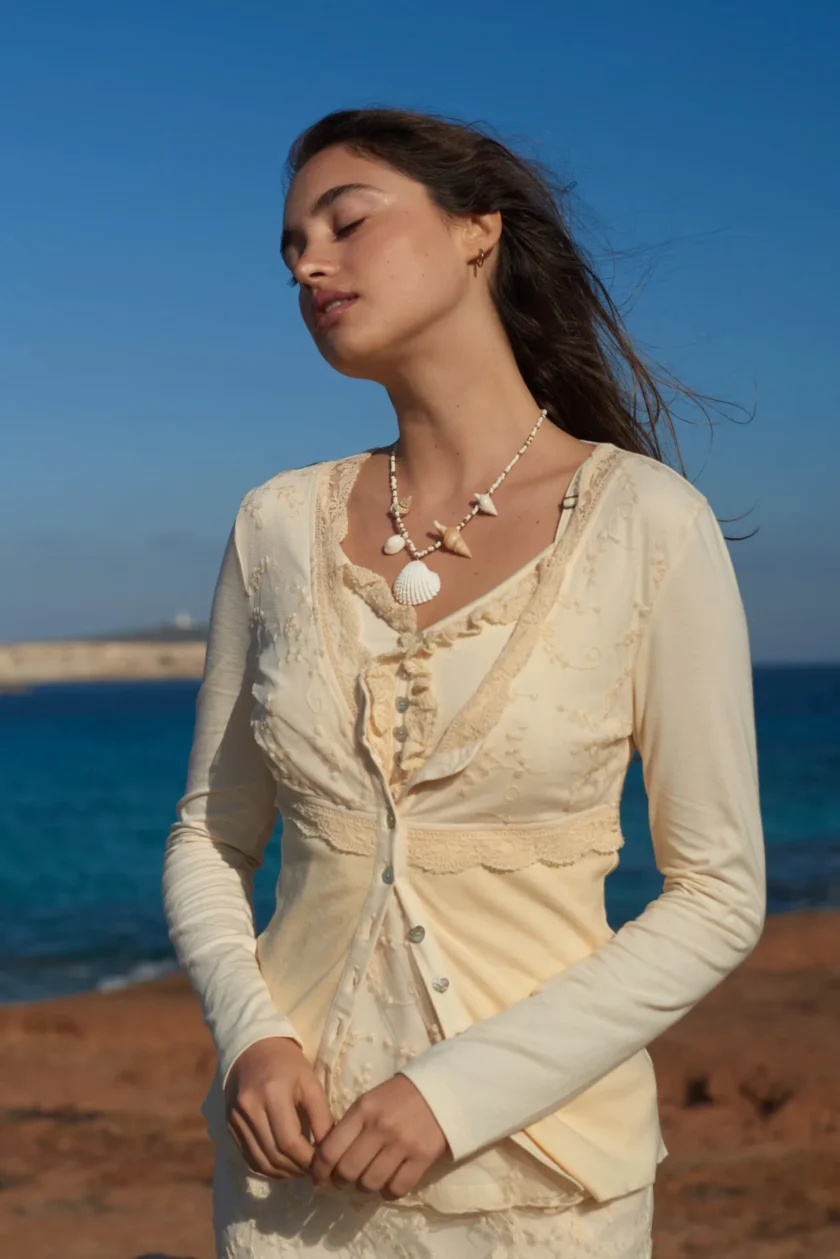 Embroidered Singlet Free Spirit – Cream - Imagen 4