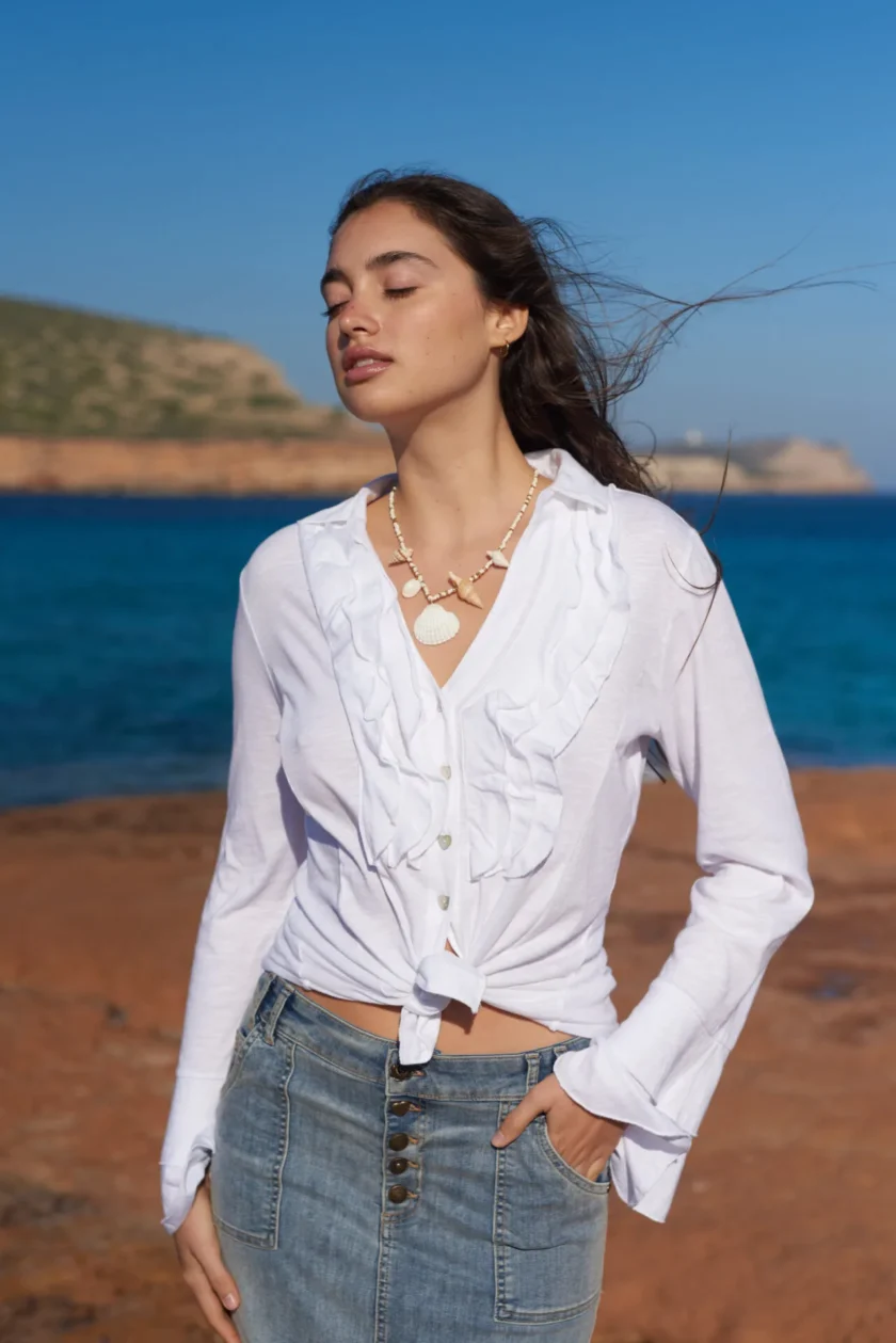 Fringed Blouse / T-Shirt Verano – White – Bild 2