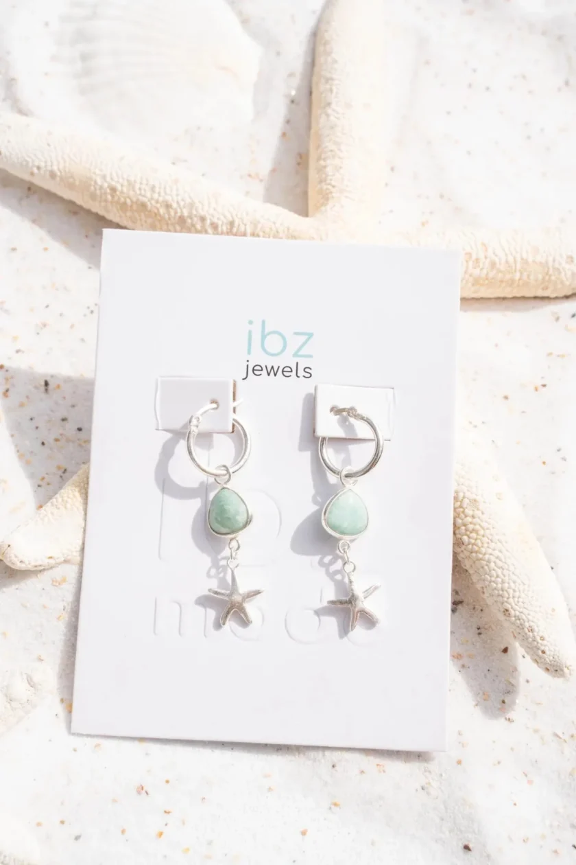 Earring Seastar Silver Aqua – Bild 6