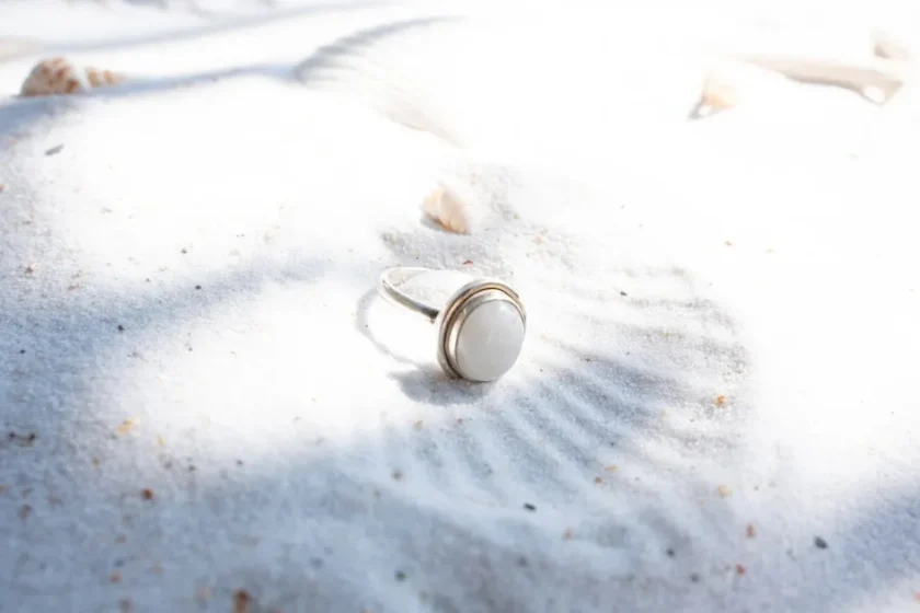 Ring Round Stone Silver White - Imagen 4