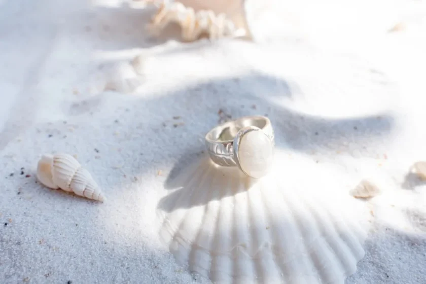 Ring Wide Stone Silver White - Imagen 4