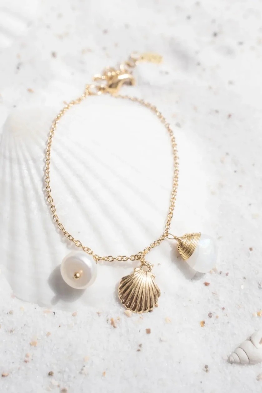 Single Bracelet Shell Gold White