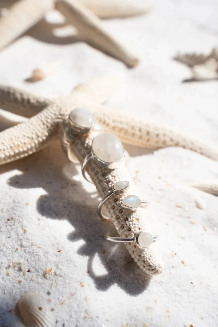 Ring Single Stone Silver White - Imagen 4