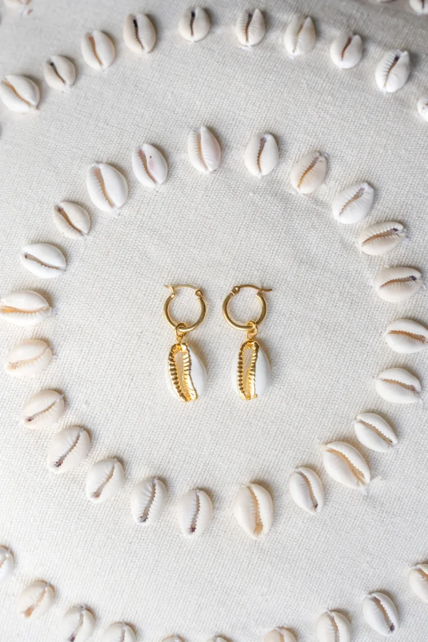 Earring shiny Shell Gold