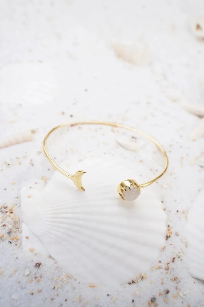 Moon Bangle Gold white