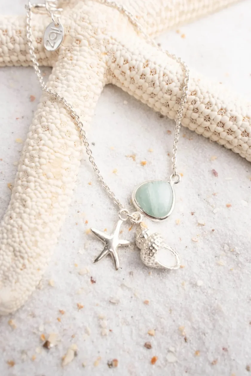Single Bracelet Shell Silver Aqua
