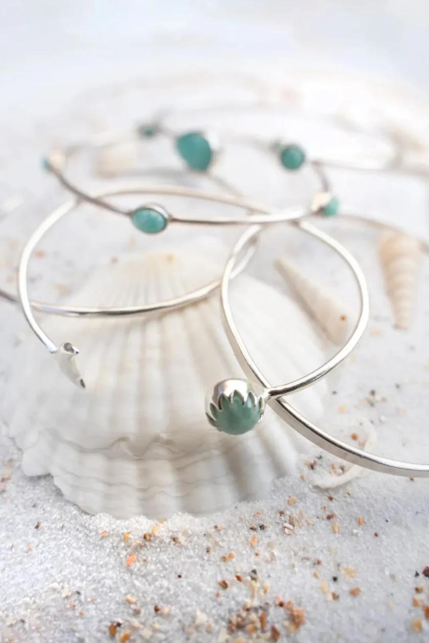 Moon Bangle Silver Aqua - Image 2