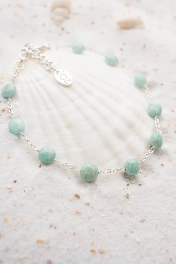Single Bracelet Pearls Silver Aqua