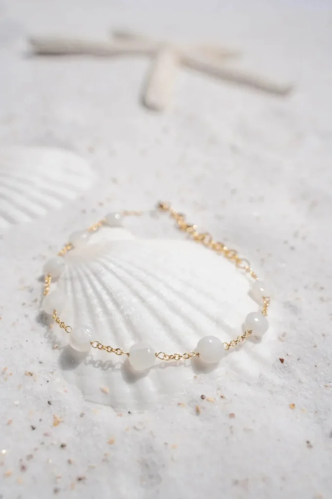 Single Bracelet Pearls Gold White