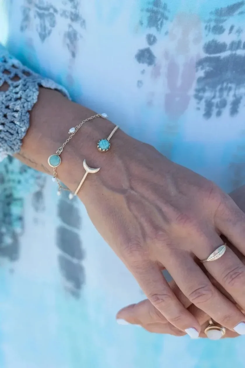 Moon Bangle Gold Aqua - Image 2