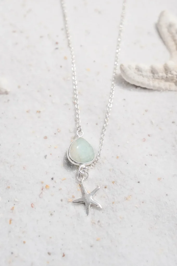 Single Enkelbandje Seastar Silver Aqua