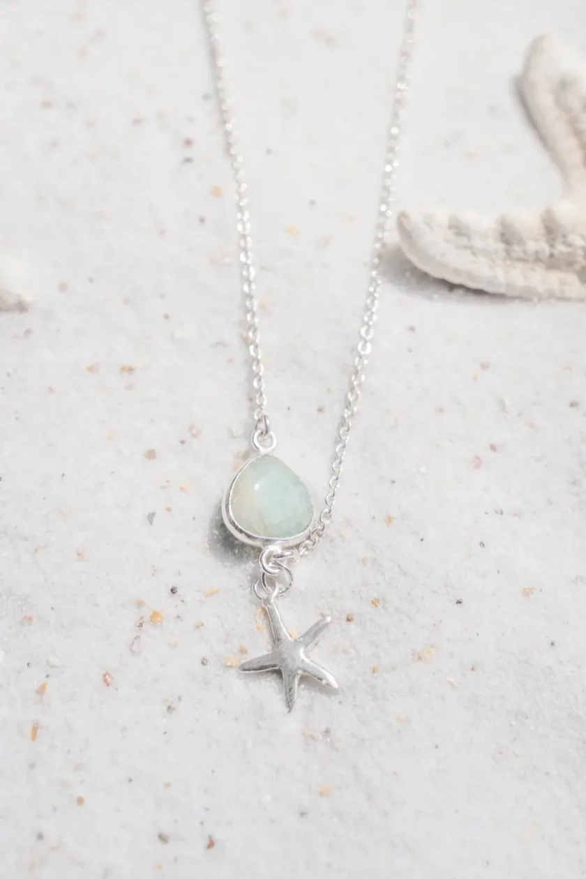 Single Enkelbandje Seastar Silver Aqua