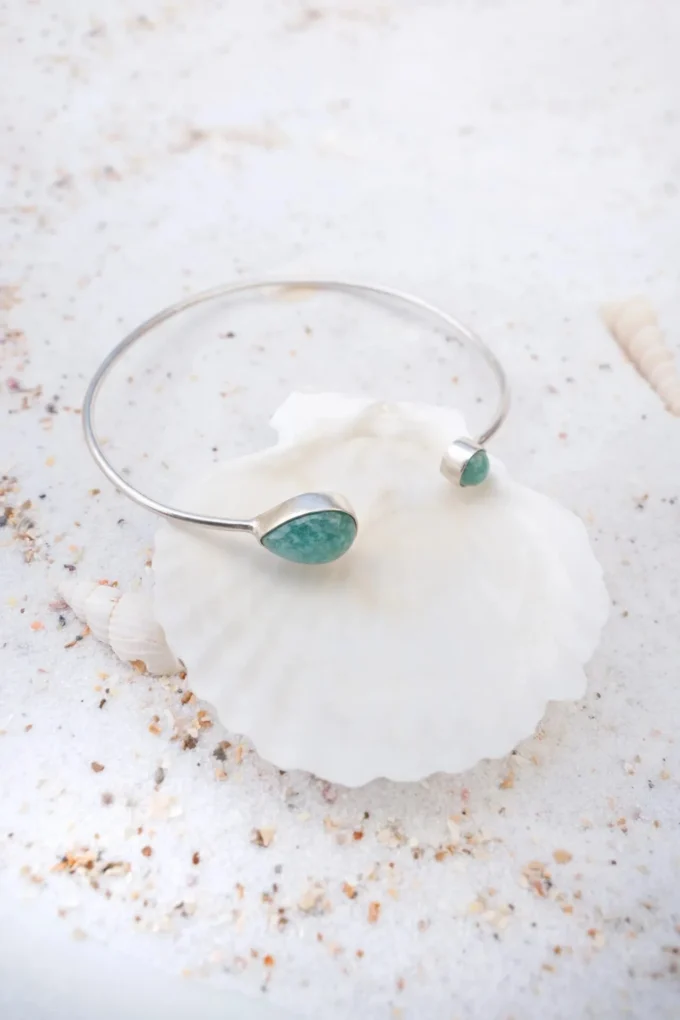 Drip Bangle Silver Aqua