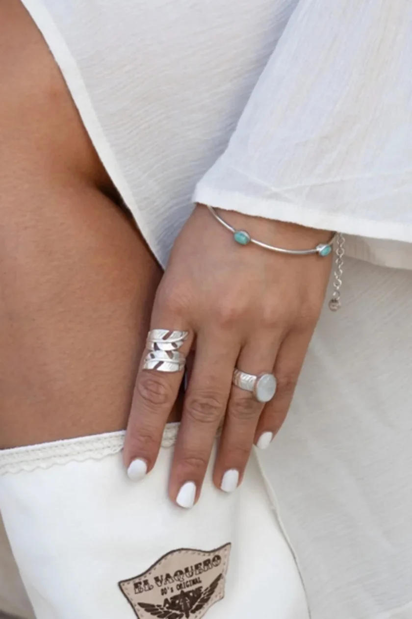 Bangle Bracelet Dots Silver Aqua - Afbeelding 2