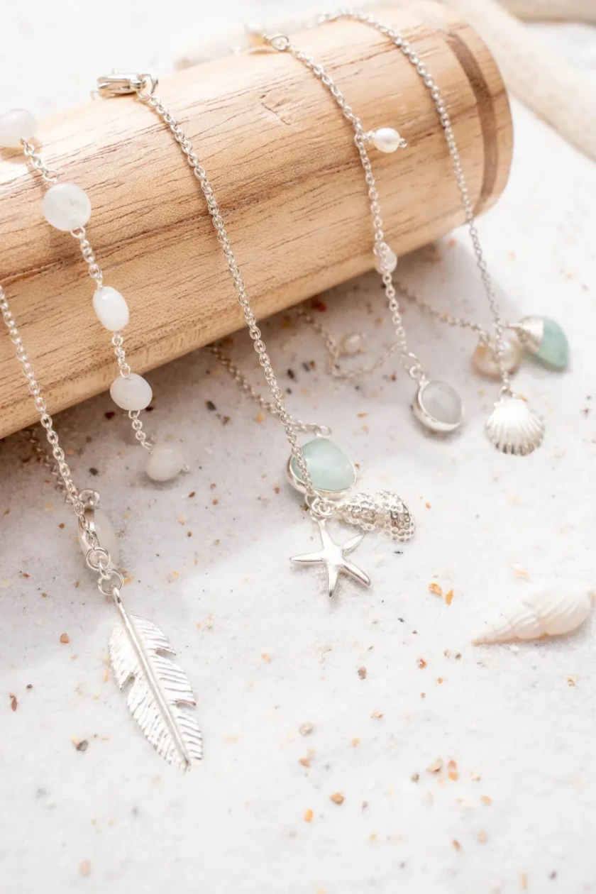 Single Bracelet Shell Silver Aqua - Afbeelding 2