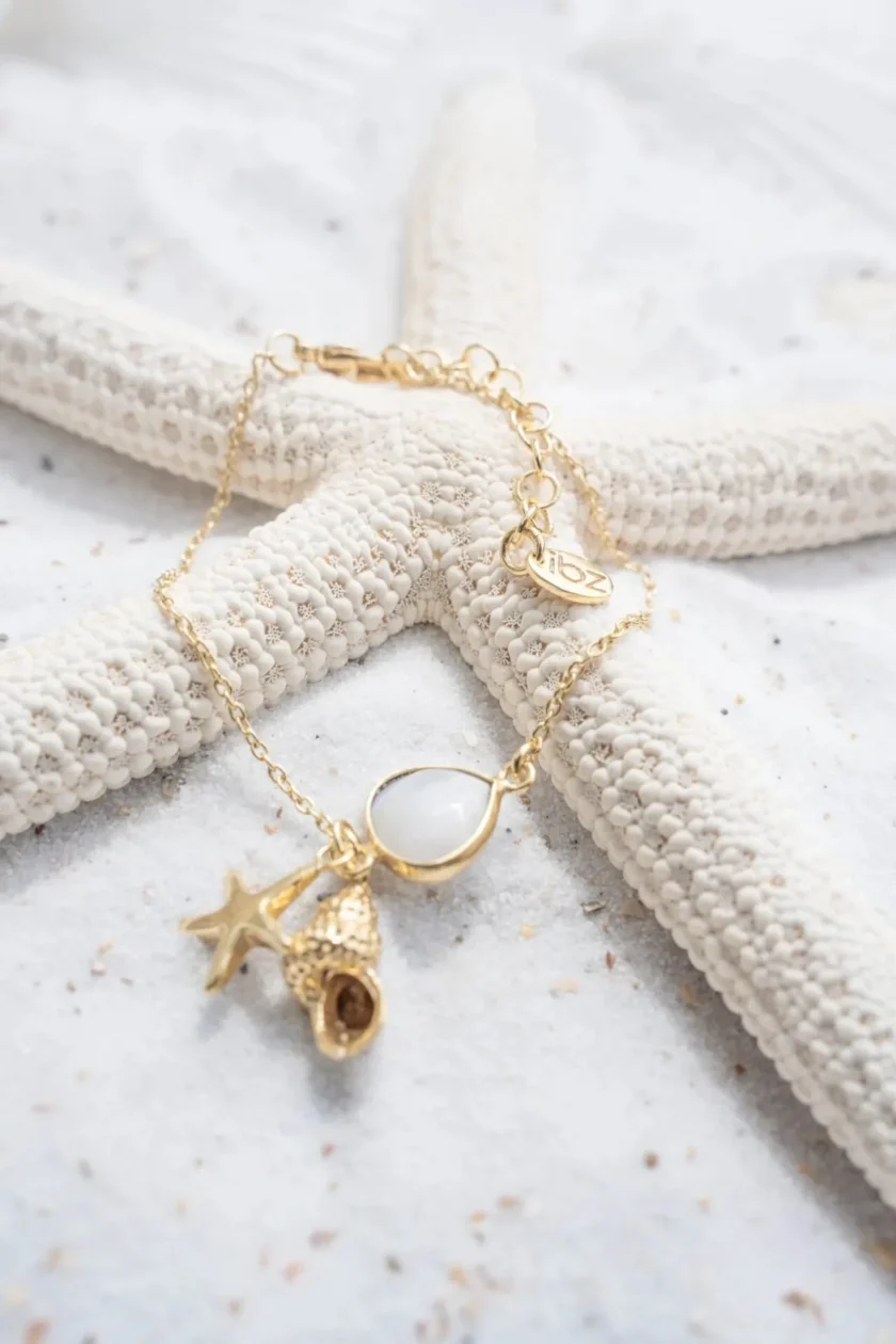 Single Bracelet Shell Gold White - Afbeelding 4
