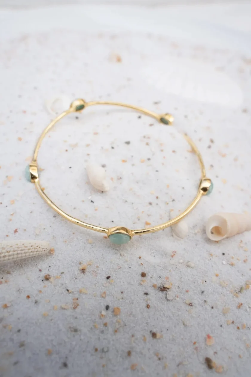 Bangle Bracelet Dots Gold Aqua