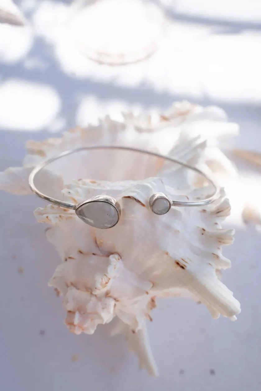 Drip Bangle Silver White - Image 3