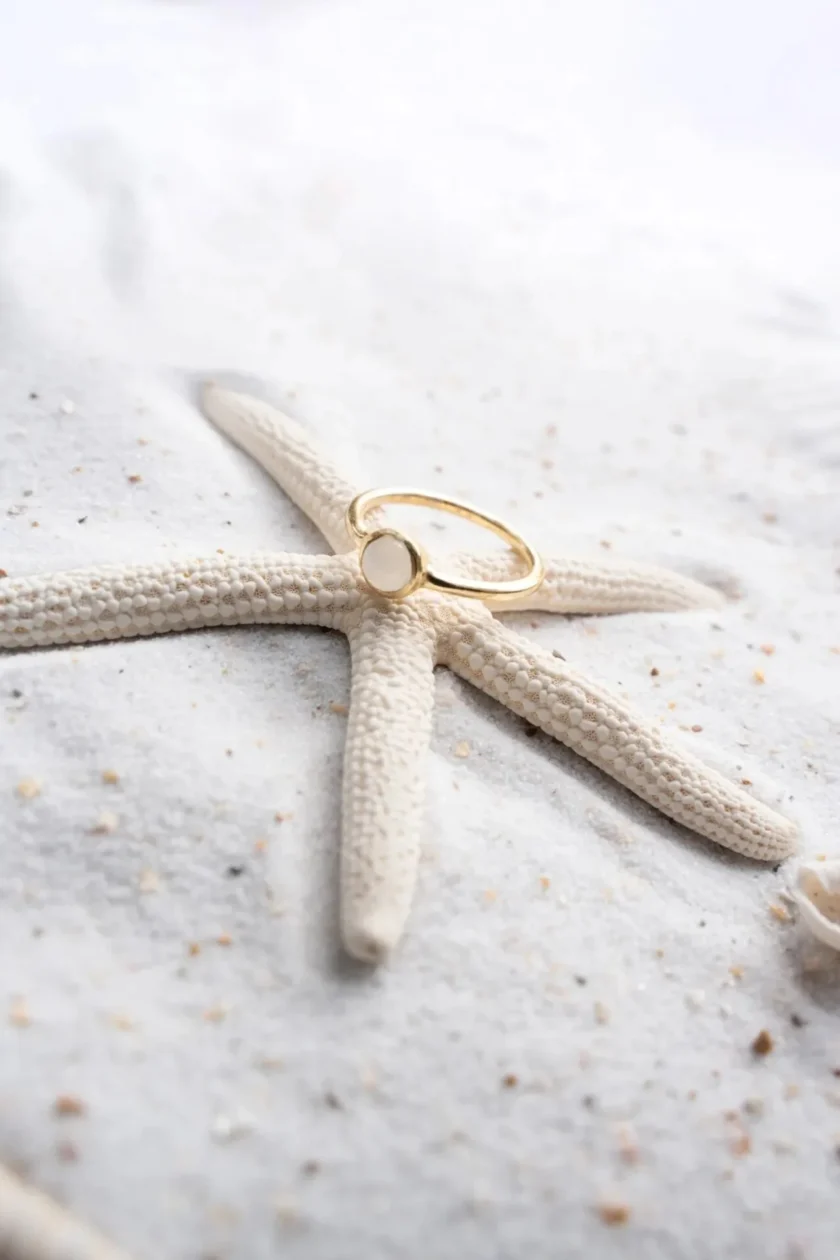 Ring Single Stone Gold White