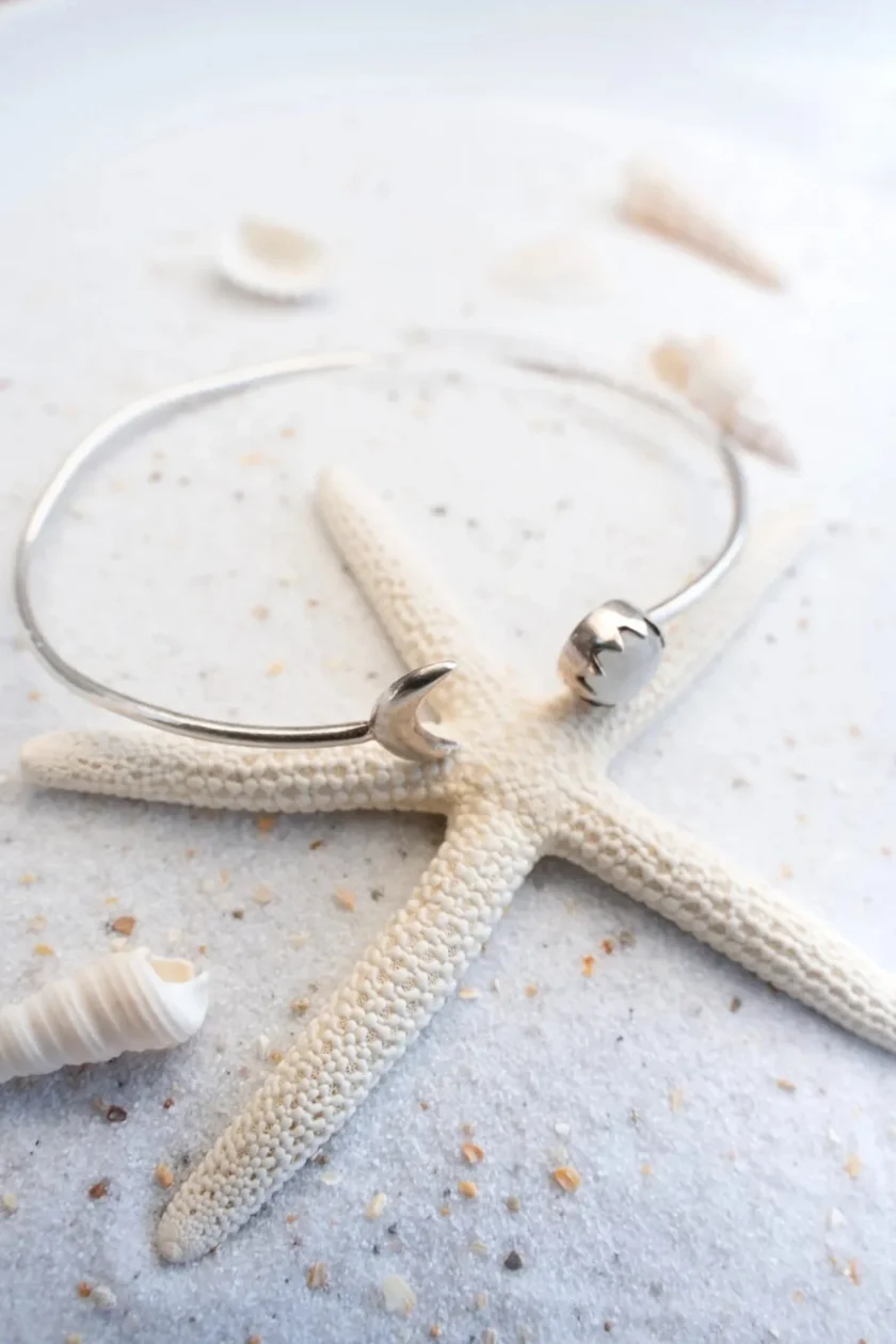 Moon Bangle Silver White