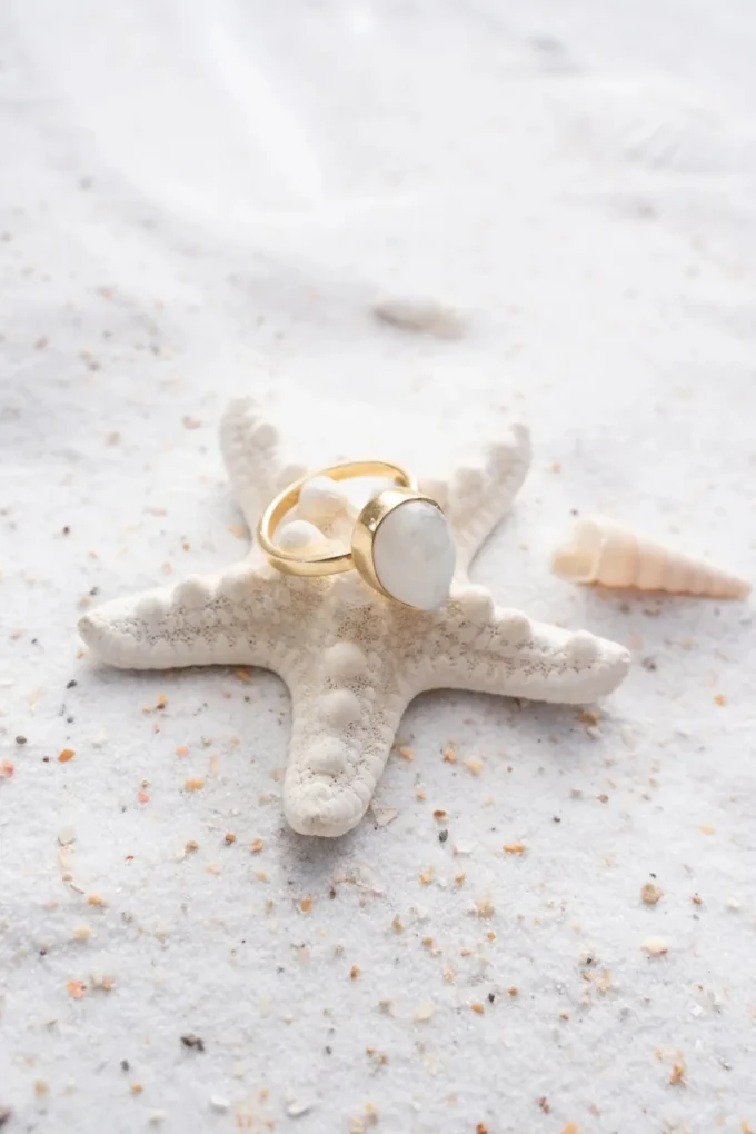 Ring Drip Stone Gold White