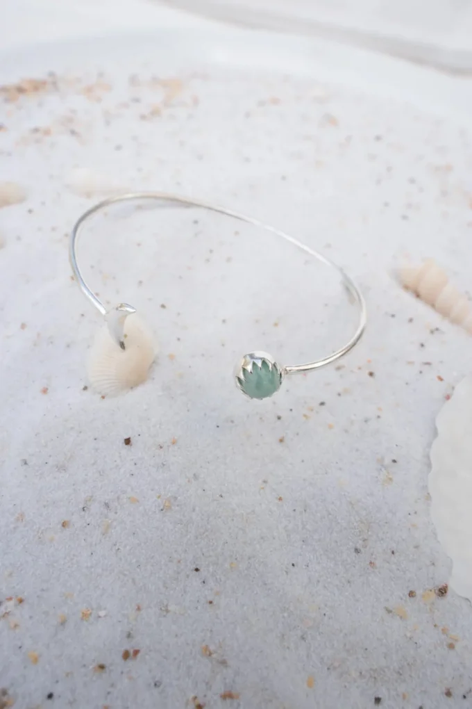 Moon Bangle Silver Aqua