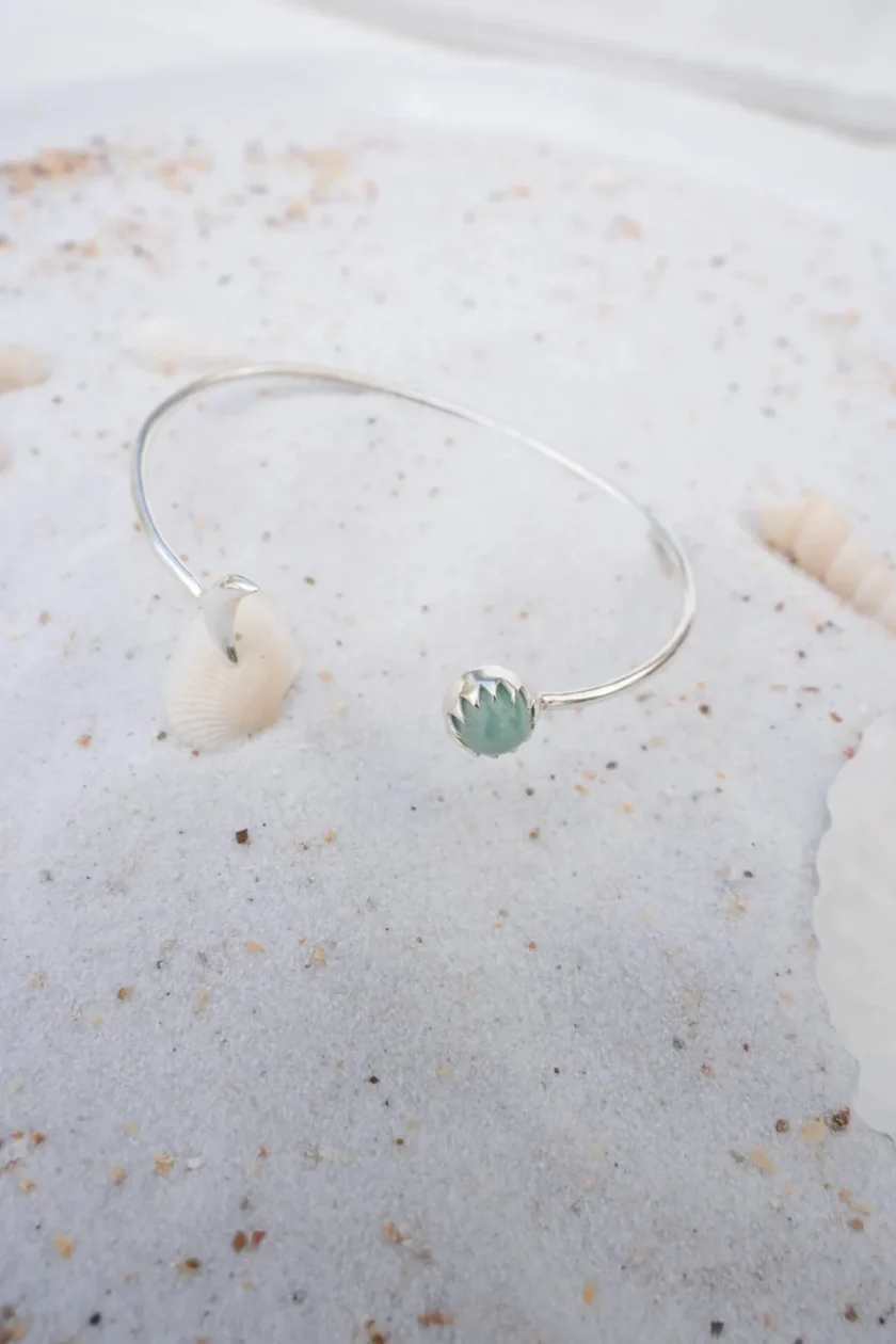 Moon Bangle Silver Aqua